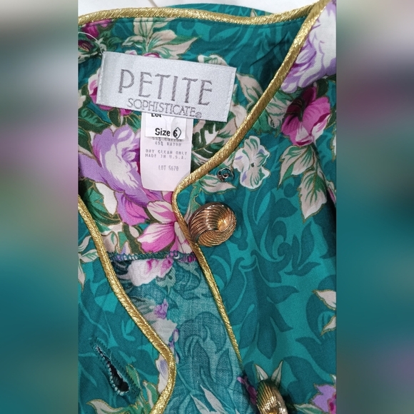 Petite Sophisticate Women's Tea Blouse Lightweight Blazer Gold Button Front Sz 6 - Picture 8 of 9